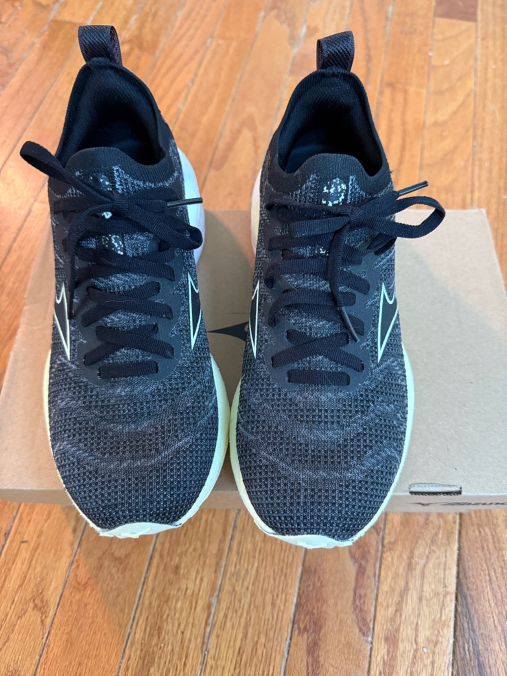 Mizuno Black Knit Athletic Shoes with White Accents